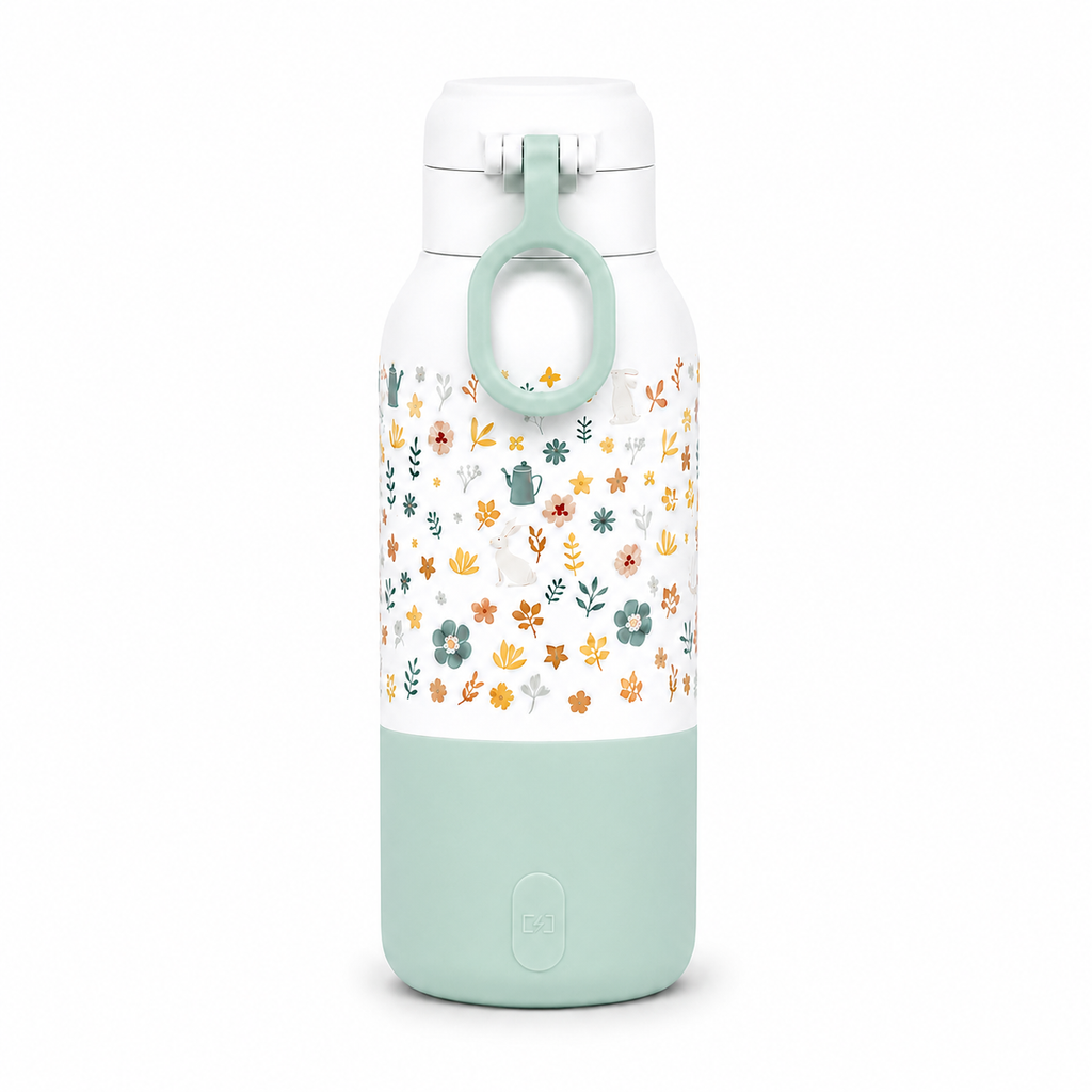 Warm & Go Everbloom vu de dos avec sa poignée et son cache de recharge