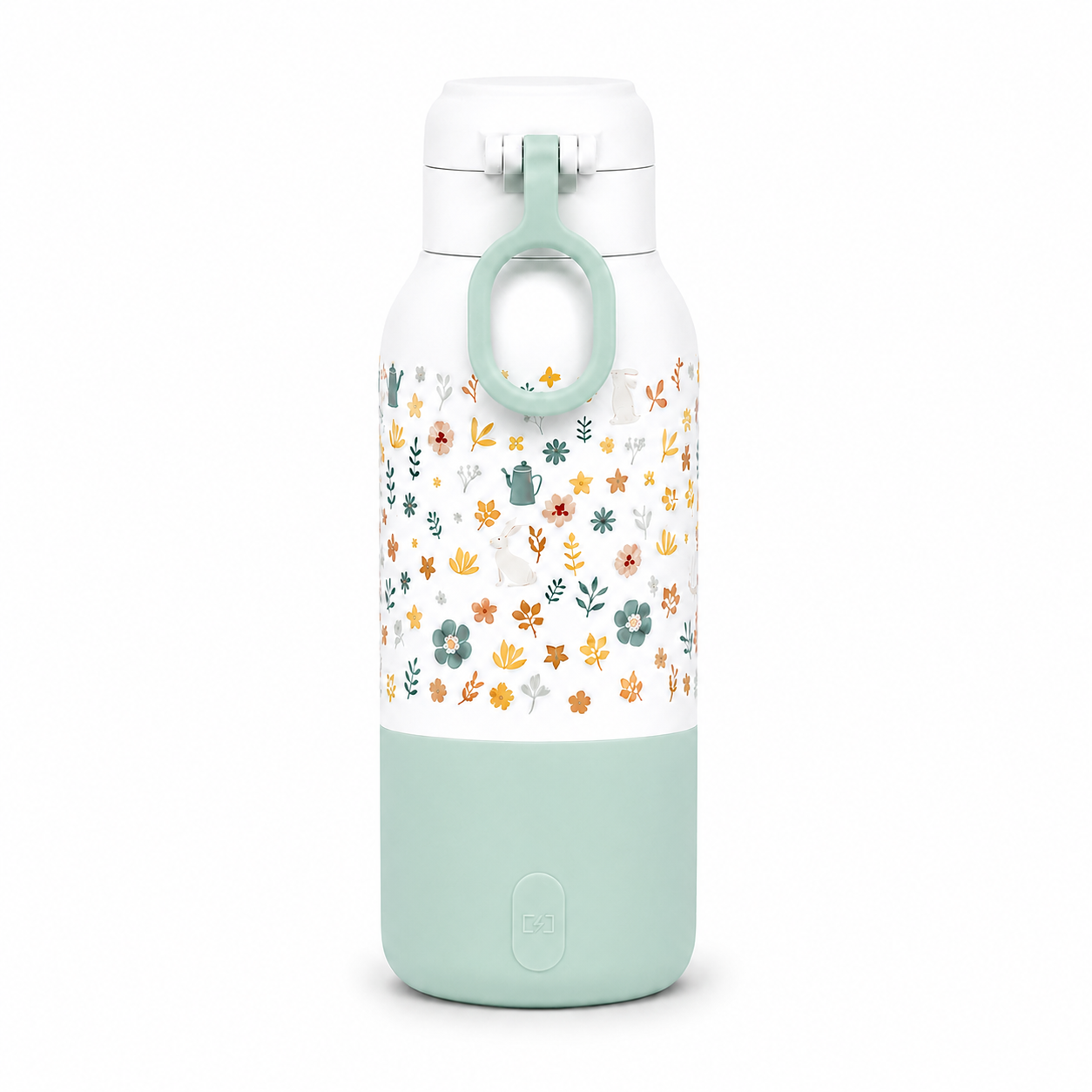 Warm & Go Everbloom vu de dos avec sa poignée et son cache de recharge