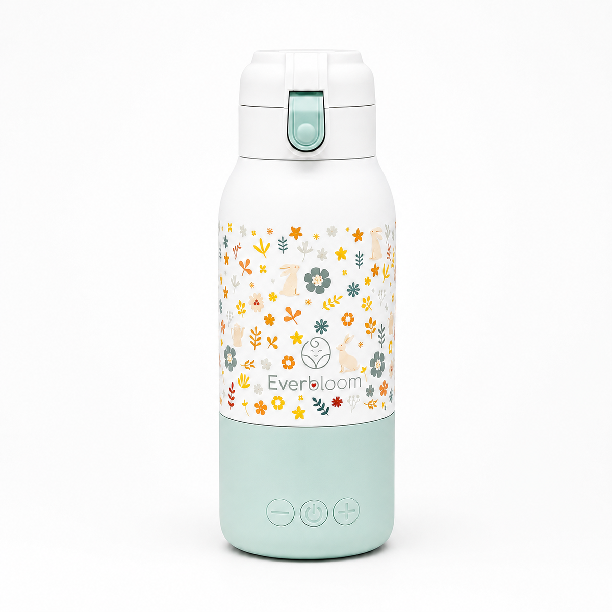 Chauffe-biberon Warm & Go Everbloom vu de face sur fond blanc